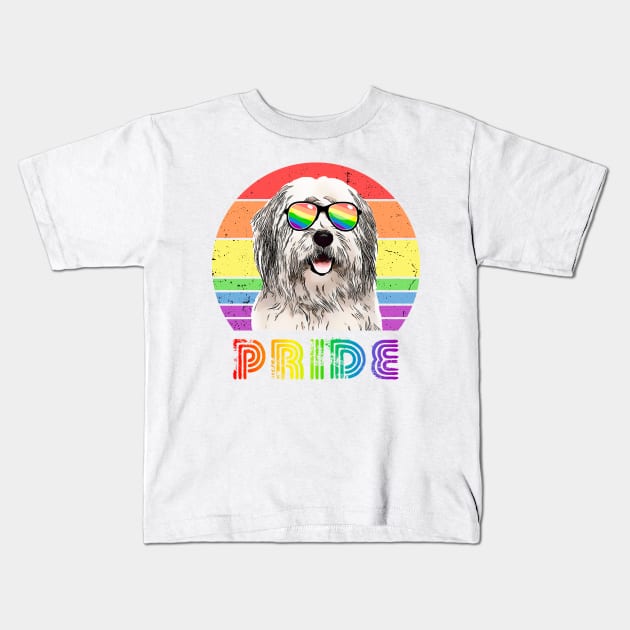 LGBTQ Old English Sheepdog Dog Rainbow Gay Pride Kids T-Shirt by TheBeardComic